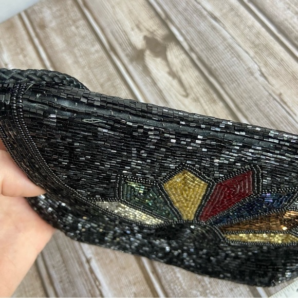 70s Vintage Beaded Flap Magnetic Snap Shoulder Purse Evening Bag Pat. 40211891 - Picture 4 of 8